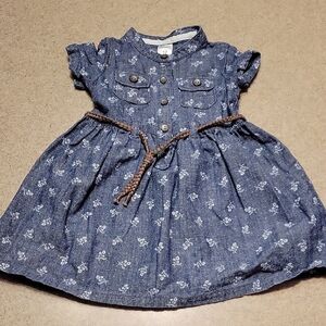 Carter's Blue Dress With Belt And Matching Diaper Cover SIZE 12 MONTHS